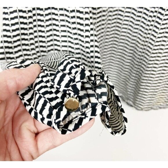 Calvin Klein Womens Silky Blouse Top Houndstooth Print Black White Sz Small - Picture 5 of 10